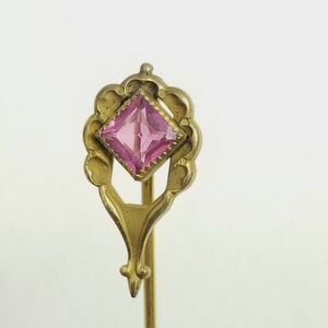 Vintage Pink Rhinestone Sick Pin, Gold Tone Setting Antique Style Design, Estate